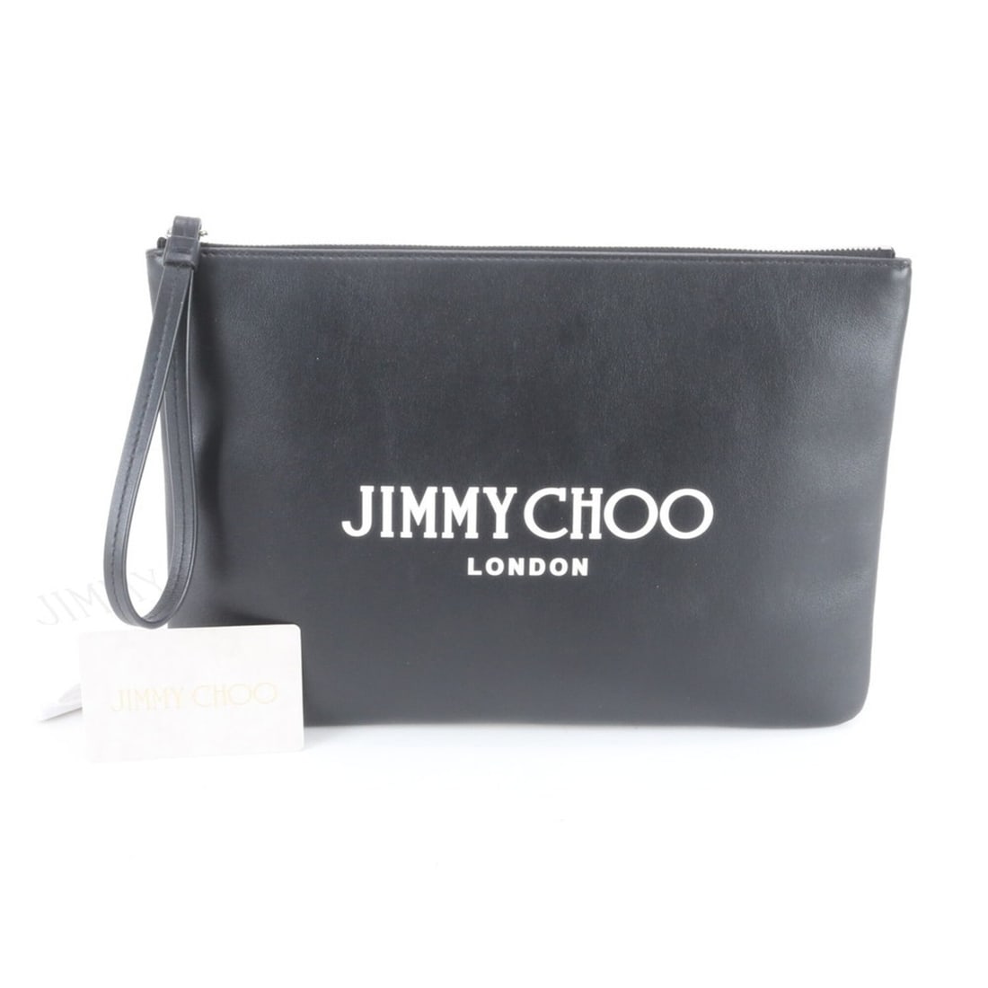 Jimmy Choo Leather Second Bag Clutch Pouch with Guarantee Card, Black, Men's: --- Catalog ---Category: SizeSize (HxWxD): 20cm x 29cm x 2cm / 7.87'' x 11.41'' x 0.78''Category: DesignType: Clutch bag, PouchColor: Black, WhiteGender: MenMaterial: Leather Category: GeneralBrand: J