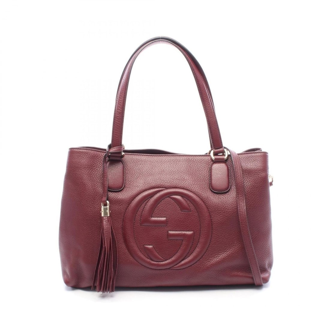 Gucci Soho Interlocking G 2-Way Tote Bag/Handbag, Leather, Women's, Bordeaux (308363) (1 of 12)