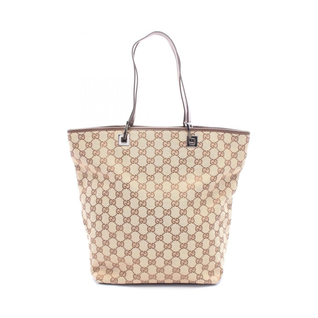 Gucci GG Canvas Tote Bag Handbag, and Leather, Women's, Beige/Brown, 31243 (1 of 11)