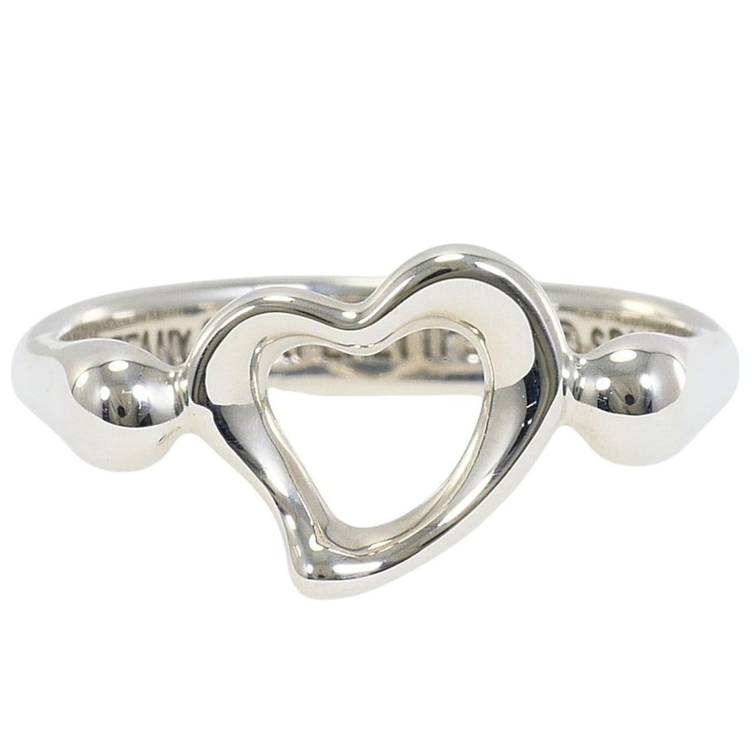 Tiffany & Co. Open Heart Silver Ring, Total Weight 2.2g, Like New Condition.: --- Catalog ---Category: SizeJP Size: 7US Size: 4Category: DesignType: Band ringGender: WomenMaterial: Silver 925Category: GeneralBrand: Tiffany--- Item List ---Section: ConditionRanking: Rank S Used 