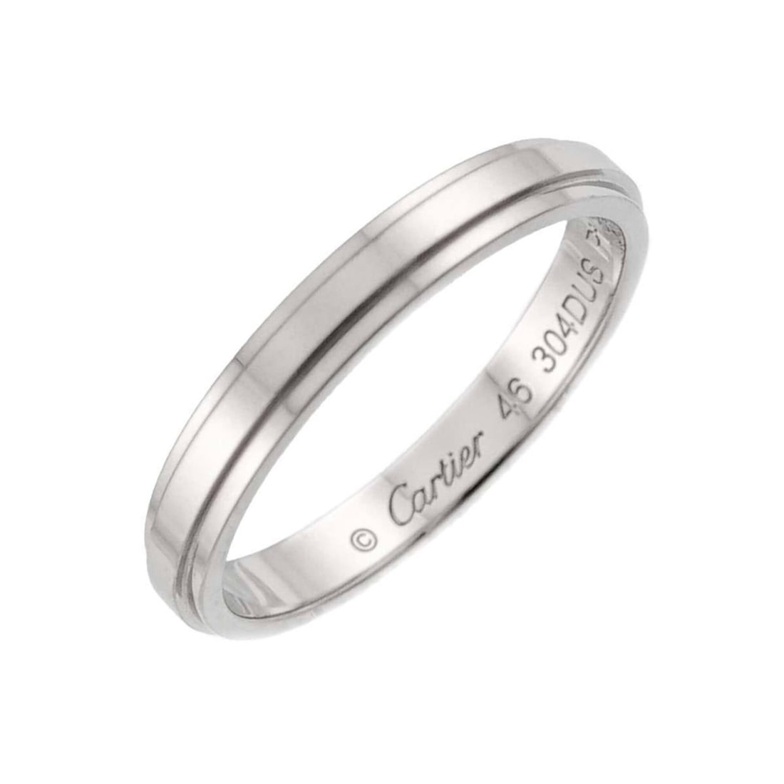 Cartier d Amour Ring #46, 2.5mm wide, Platinum.: --- Catalog ---Category: SizeUS Size: 3.5Brand Size: 46Category: DesignType: Band ringGender: WomenMaterial: Platinum 950Category: GeneralBrand: Cartier--- Item List ---Section: ConditionRanking: Rank