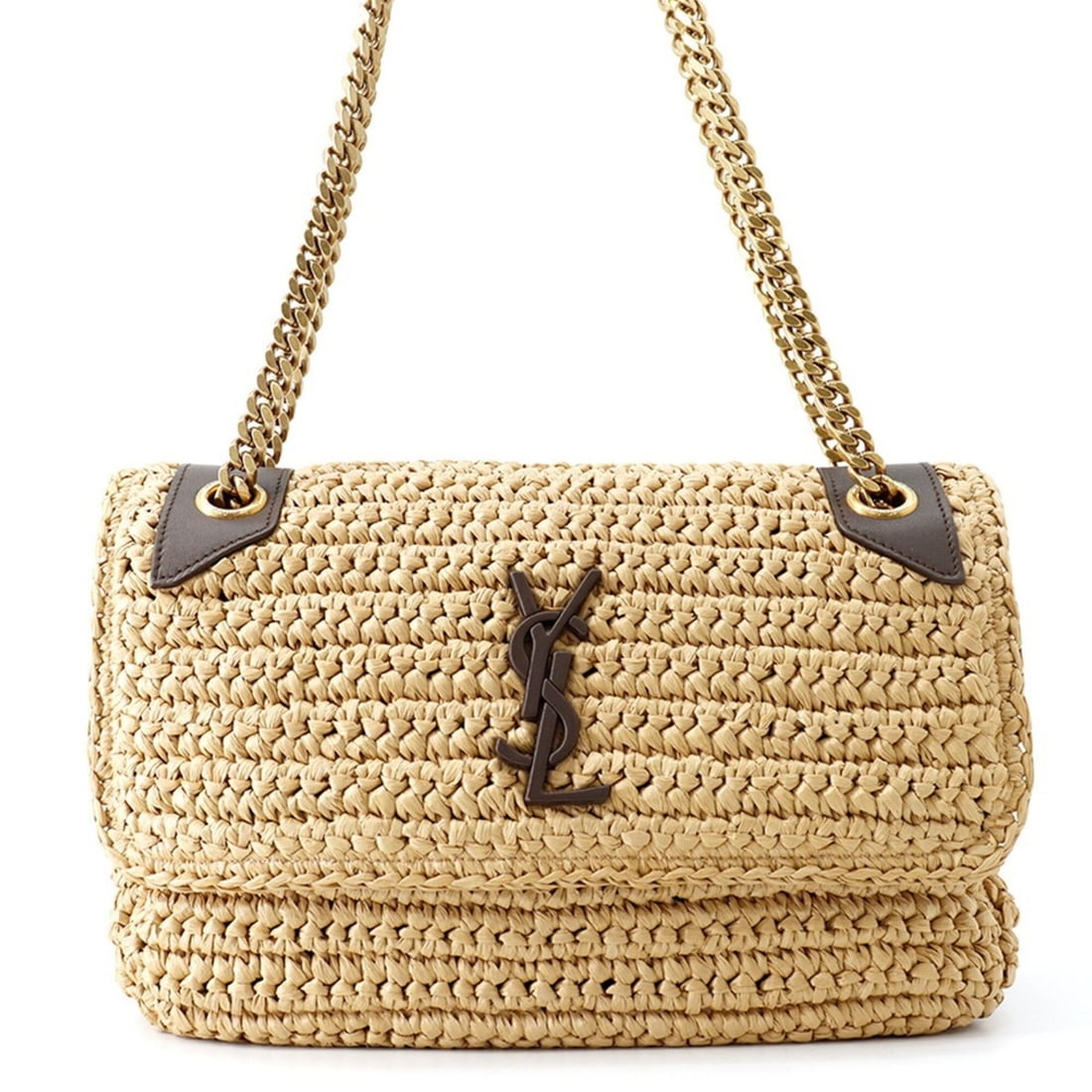 Yves Saint Laurent Saint Laurent Paris Chain Shoulder Bag Niki Raffia Leather 620329 SAINT LAURENT: --- Catalog ---Category: SizeWeight: 830g / 1.82lb.Size (HxWxD): 16cm x 28cm x 10cm / 6.29'' x 11.02'' x 3.93''Strap Length: 66cm - 107cm / 25.98'' - 42.12''Category: DesignType: Handbag, Shoulder bag
