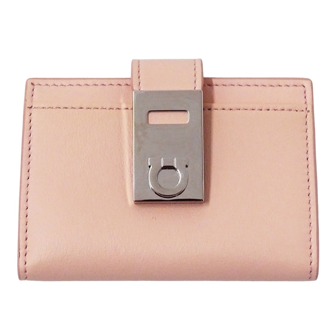 Salvatore Ferragamo Ferragamo women's business card holder/card case, brand name, Gancini leather,: --- Catalog ---Category: DesignType: Business card caseColor: PinkGender: WomenMaterial: Leather Category: GeneralBrand: Salvatore FerragamoCountry of Origin: ItalyCategory: Physical PropertiesSize (H