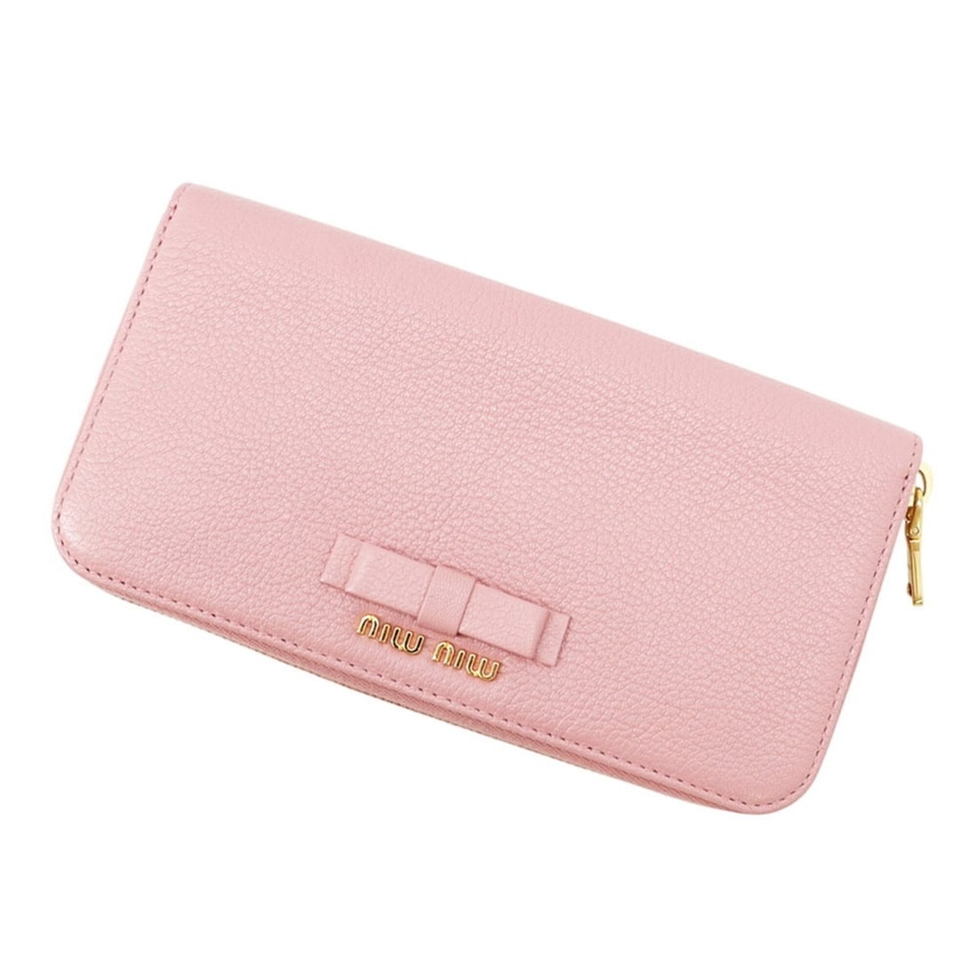 Miu Miu Miu long wallet, ribbon design, leather. WALLET: --- Catalog ---Category: SizeSize (HxWxD): 10.5cm x 20cm / 4.13'' x 7.87''Category: DesignType: Long wallet (bi-fold)Color: PinkGender: WomenMaterial: Leather Category: GeneralBrand: Miu MiuCountry of