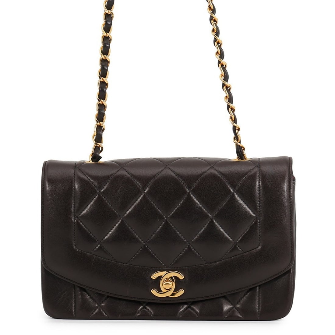 Chanel Chain Shoulder Bag Matelassé Coco Mark Diana A01164 CHANEL Handbag Women's: --- Catalog ---Category: SizeWeight: 380g / 13.4oz.Size (HxWxD): 13.5cm x 22cm x 7cm / 5.31'' x 8.66'' x 2.75''Strap Length: 107cm / 42.12''Category: DesignType: Handbag, Shoulder bagColor: Dark brown