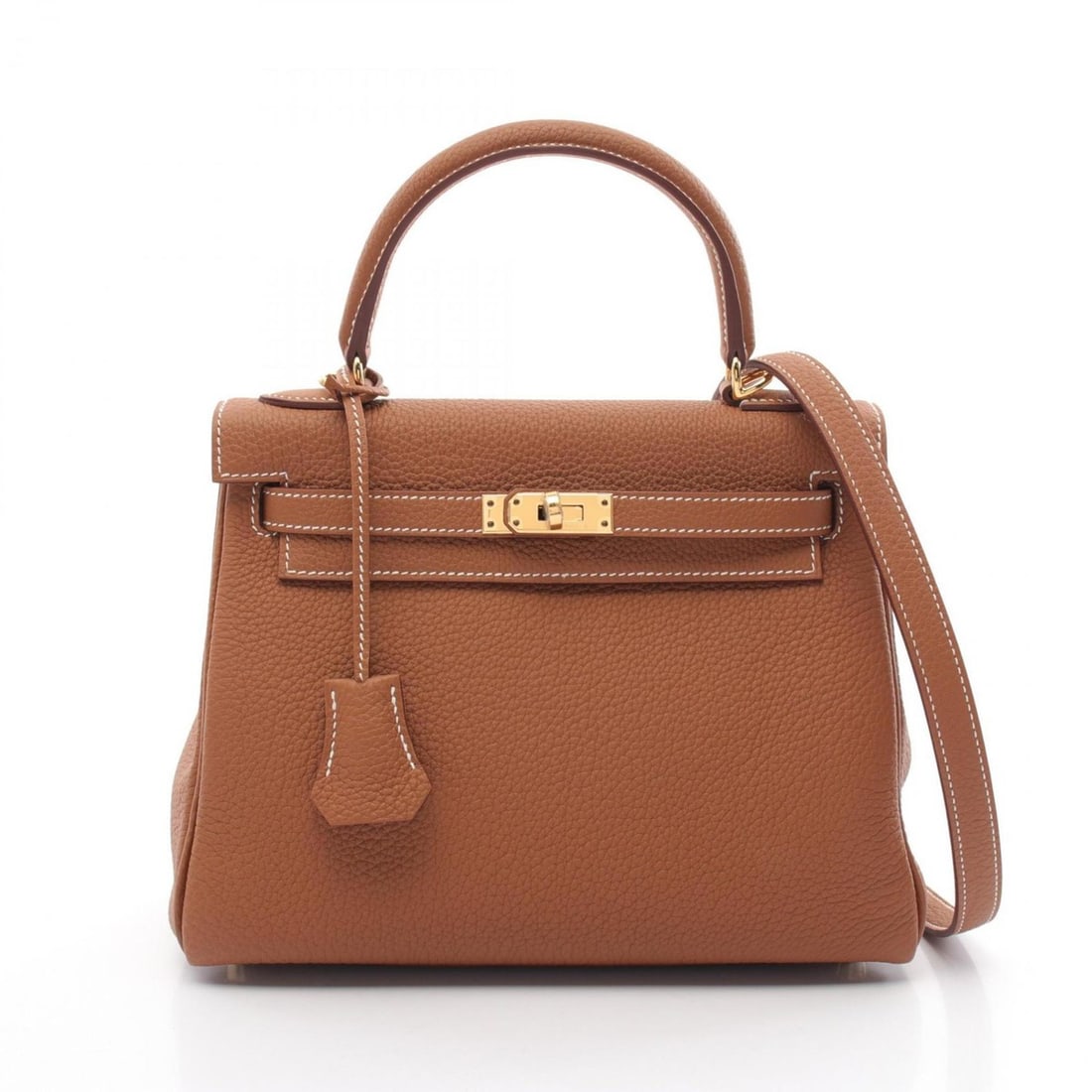 Hermes Kelly 25 Gold Handbag Togo Women's Brown: --- Catalog ---Category: SizeSize (HxWxD): 19cm x 24.5cm x 9.5cm / 7.48'' x 9.64'' x 3.74''Category: DesignType: HandbagColor: BrownGender: WomenMaterial: Togo leather Hardware Color: GoldCategory: