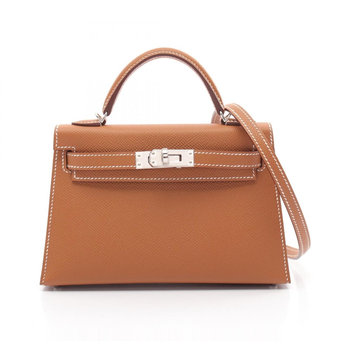 Hermes Kelly 2 Gold Handbag Bag Epsom Leather Women's Brown 071302CK: --- Catalog ---Category: SizeSize (HxWxD): 12cm x 18.5cm x 5.5cm / 4.72'' x 7.28'' x 2.16''Category: DesignType: HandbagColor: BrownGender: WomenMaterial: Epsom leather Hardware Color: SilverCategory: