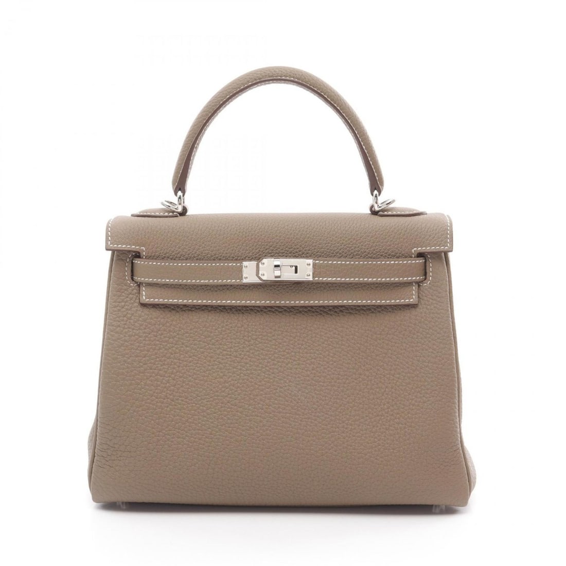Hermes Kelly 25 Handbag Togo Women's Beige 044624CK: --- Catalog ---Category: SizeSize (HxWxD): 19cm x 24.5cm x 9.5cm / 7.48'' x 9.64'' x 3.74''Category: DesignType: HandbagColor: Beige, Etoupe grayGender: WomenMaterial: Togo leather Hardware Color: Sil