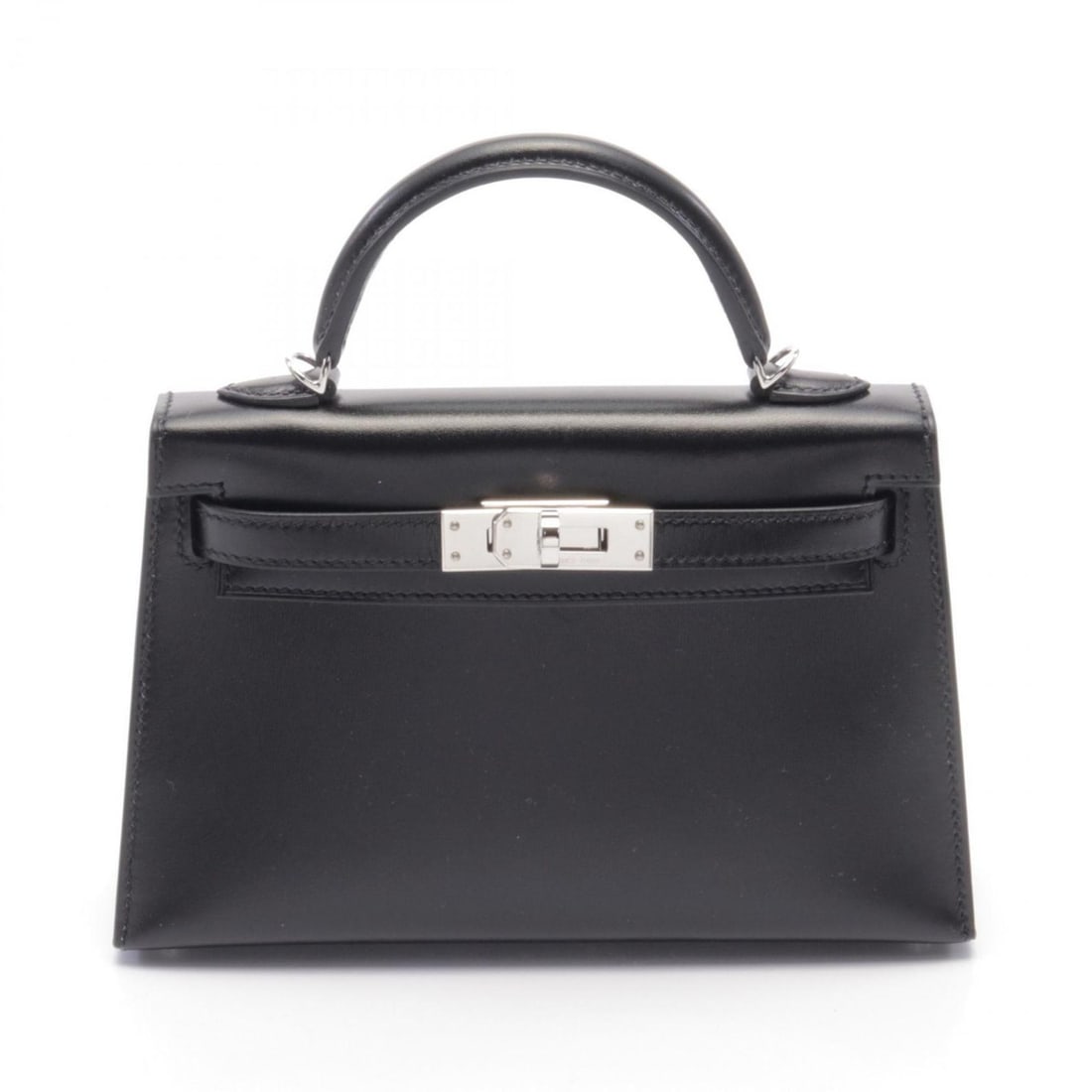 Hermes Kelly 2 handbag, bag, calfskin (cowhide), box calfskin, women's, black: --- Catalog ---Category: SizeSize (HxWxD): 12cm x 18.5cm x 5.5cm / 4.72'' x 7.28'' x 2.16''Category: DesignType: HandbagColor: BlackGender: WomenMaterial: Box calf leather Category: GeneralLine: MiniB