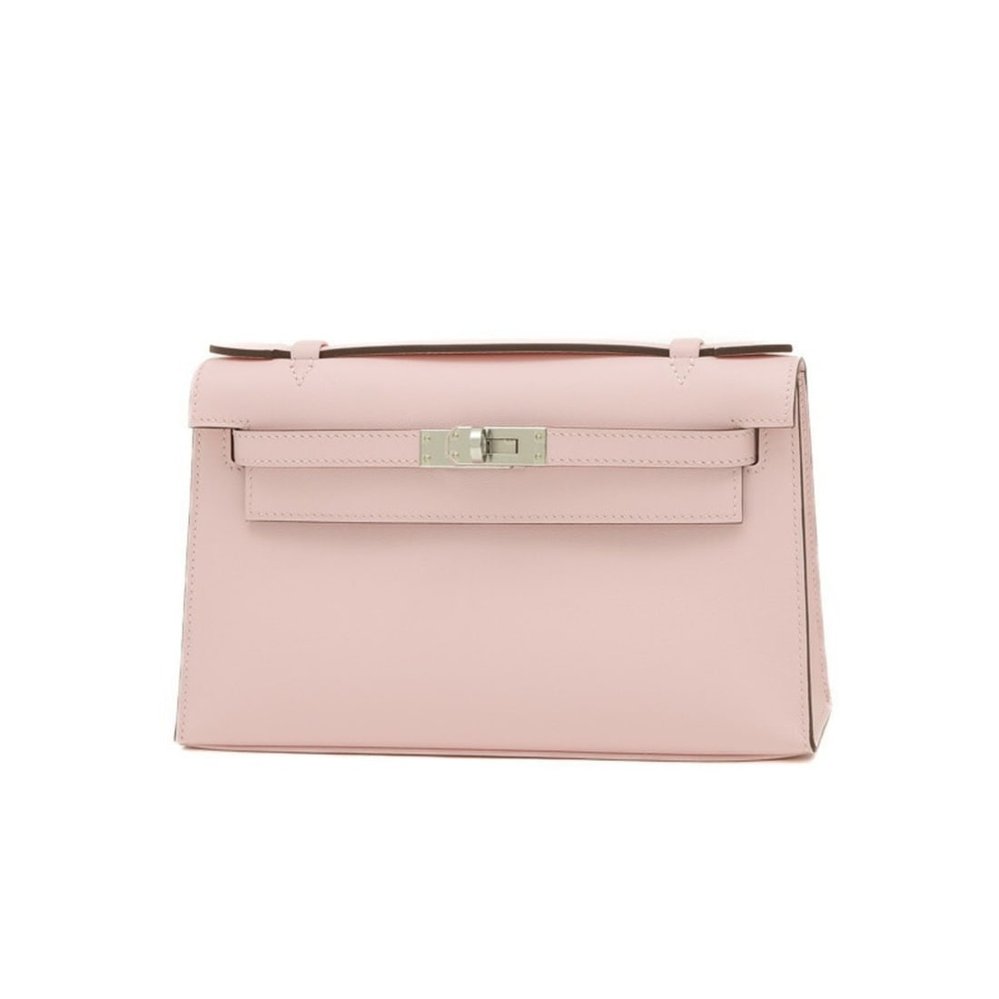 Hermes Pochette Kelly Swift Rose Sakura W Engraved: --- Catalog ---Category: SizeSize (HxWxD): 13cm x 22cm x 7cm / 5.11'' x 8.66'' x 2.75''Category: DesignType: HandbagColor: Rose sakuraGender: WomenMaterial: Swift leather Hardware Color: SilverCategor