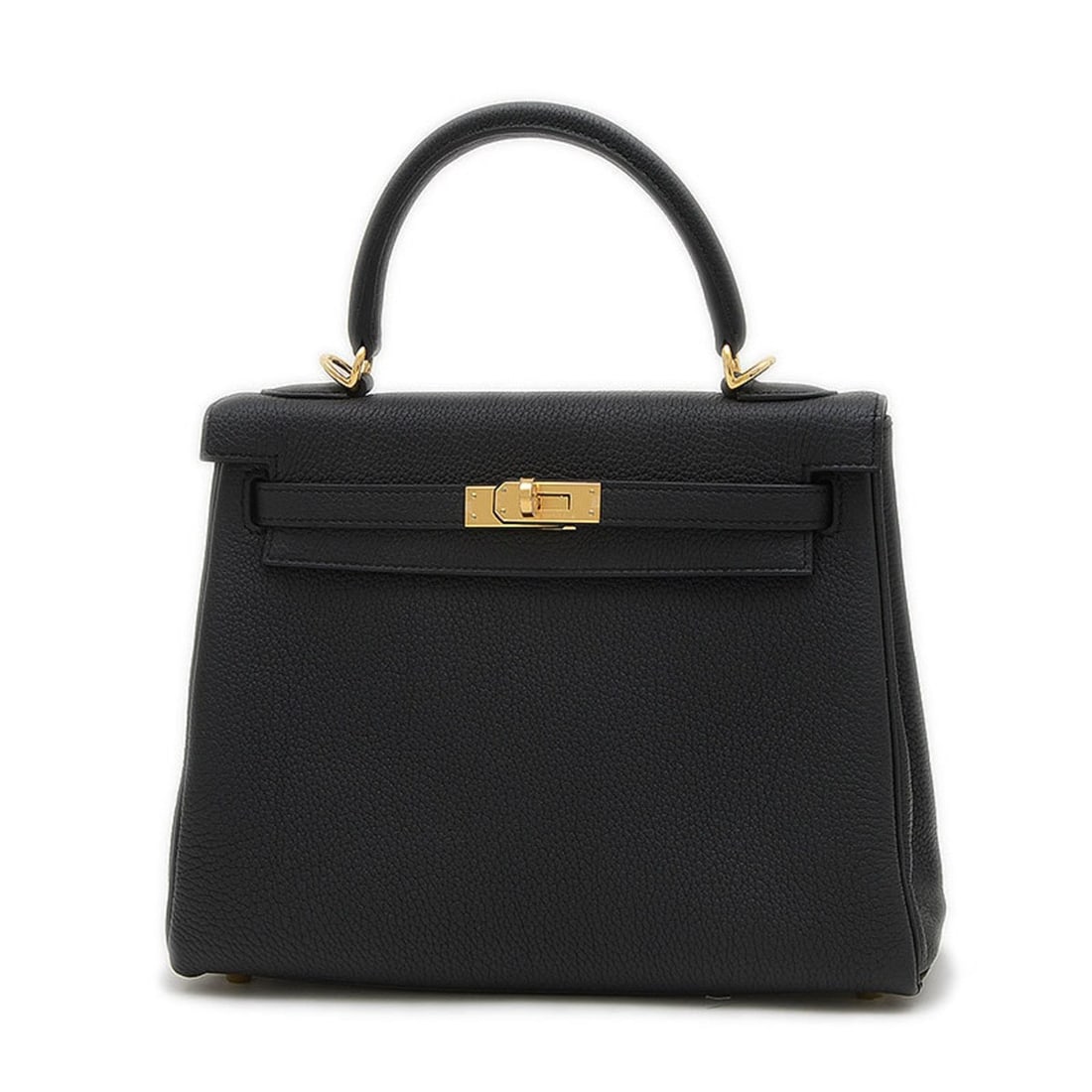 Hermes Kelly 25 Inner Stitching Handbag Togo Black W Engraved: --- Catalog ---Category: SizeSize (HxWxD): 19cm x 25cm x 13cm / 7.48'' x 9.84'' x 5.11''Category: DesignType: HandbagColor: BlackGender: Women,MenMaterial: Togo leather Category: GeneralBrand: Hermes-