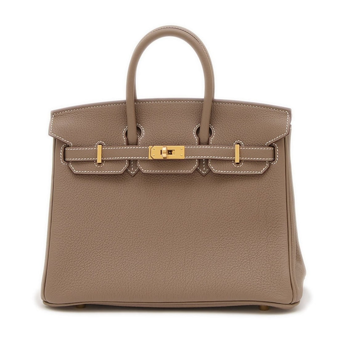 Hermes Birkin 25 Handbag Togo Etoupe W Engraved: --- Catalog ---Category: SizeWeight: 600g / 1.32lb.Size (HxWxD): 19cm x 25cm x 12.5cm / 7.48'' x 9.84'' x 4.92''Category: DesignType: HandbagColor: Etoupe grayGender: WomenMaterial: Togo leather Hardw