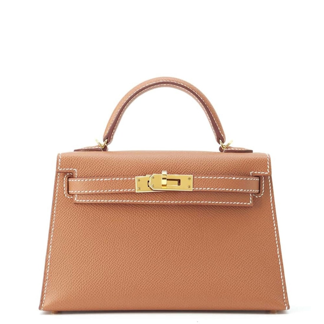 Hermes handbag Kelly Doe, outside stitching, gold, Epson, B stamp, 2-way shoulder: --- Catalog ---Category: SizeSize (HxWxD): 12cm x 19cm x 5.5cm / 4.72'' x 7.48'' x 2.16''Category: DesignType: HandbagColor: BrownGender: WomenMaterial: Epsom leather Category: GeneralBrand: Hermes---