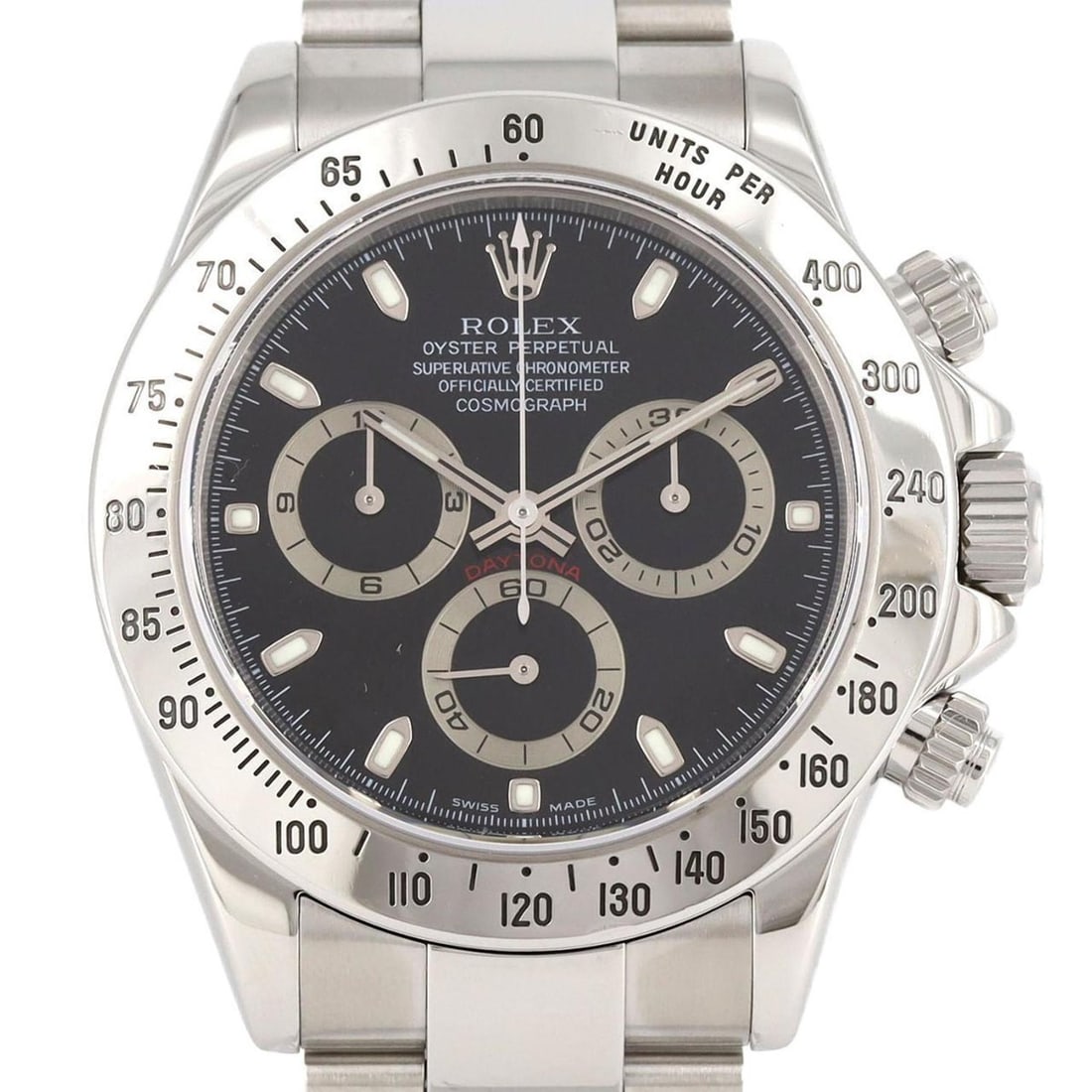 Rolex Daytona 116520. SS watch, automatic winding, F serial: --- Catalog ---Category: SizeWrist Size: 19cm / 7.48''Case Diameter: 40mm / 1.57''Category: DesignType: WristwatchGender: MenColor (Dial): BlackMaterial (Band): Stainless steelMaterial (Case): Stainle