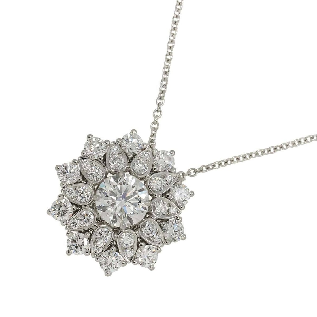 Harry Winston HARRY WINSTON Lotus Cluster Diamond 1.01ct F VS1 3EX Necklace 40cm Pt Platinum: --- Catalog ---Category: SizePendant Size: 17.9mm x 17.9mm / 0.7'' x 0.7''Neck Circumference: 40 cm / 15.74''Category: DesignGender: WomenMaterial: Platinum 950Necklace Type: NecklaceCategory: General