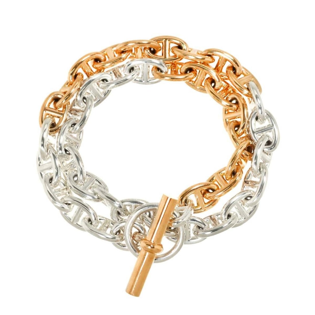 Hermes Hermès Chaine d'Ancre PM Bracelet, 40 links, 16cm, 925 Sterling Silver, 18K Gold, 750 Double (1 of 16)