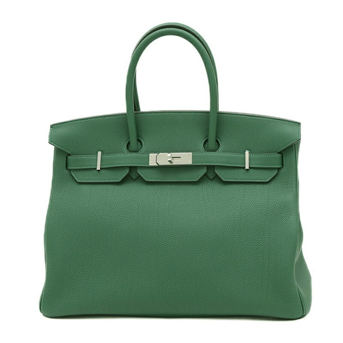 Hermes Birkin 35 Handbag Togo Vert W Engraved: --- Catalog ---Category: SizeSize (HxWxD): 25cm x 35cm x 18cm / 9.84'' x 13.77'' x 7.08''Category: DesignType: HandbagColor: VertGender: WomenMaterial: Togo leather Hardware Color: SilverCategory: