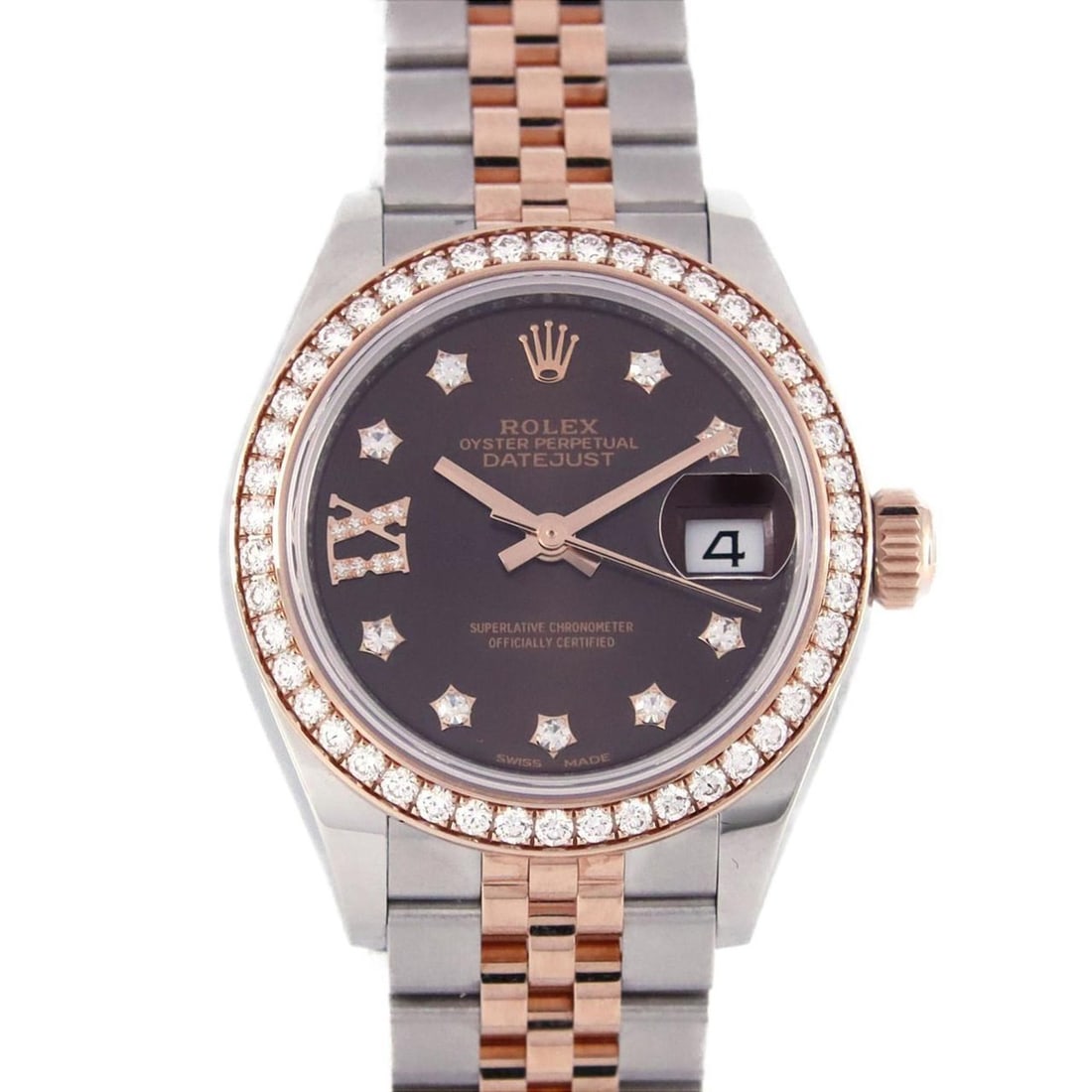 Rolex Datejust 279381RBR SSxPG Watch Automatic Winding Random Number: --- Catalog ---Category: SizeWrist Size: 15.5cm / 6.1''Case Diameter: 28mm / 1.1''Category: DesignType: WristwatchGender: WomenGemstone: DiamondColor (Dial): Chocolate brownMaterial (Band): Pink gold,