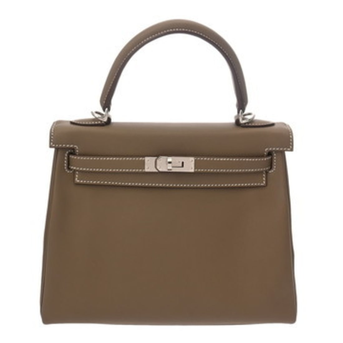 HERMES Kelly 25, Inner Stitching, Etoupe, B Stamp (circa 2023), Women's Swift Leather 2-Way Bag,: --- Catalog ---Category: SizeSize (HxWxD): 18cm x 23.5cm x 9.5cm / 7.08'' x 9.25'' x 3.74''Category: DesignType: BriefcaseColor: Etoupe grayGender: WomenMaterial: Swift leather Hardware Color: SilverC