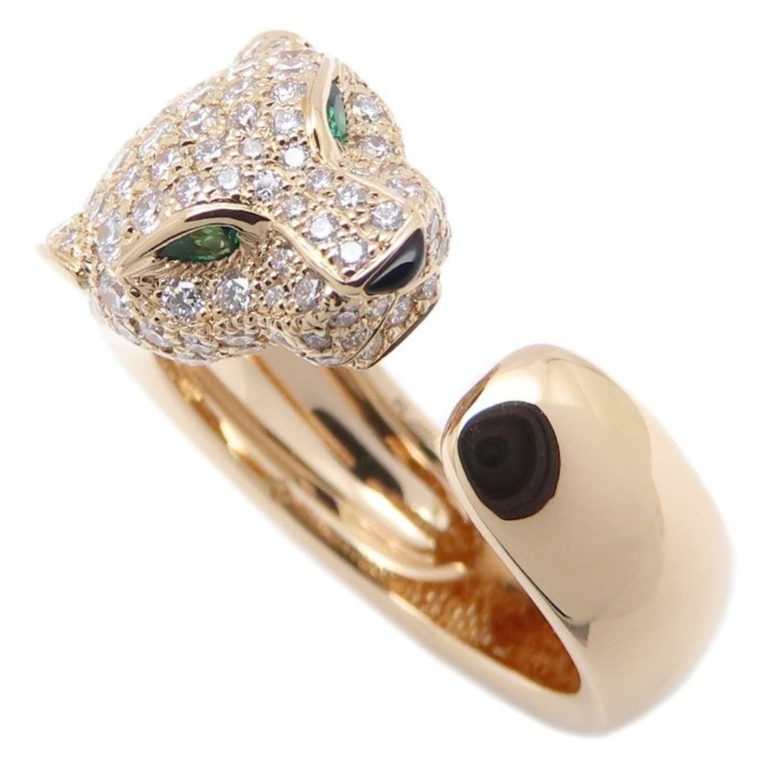 CARTIER Panthère Ring, Medium Size, Diamond, Emerald, Onyx, Size #54, 18K Pink Gold, Women's, Item (1 of 15)