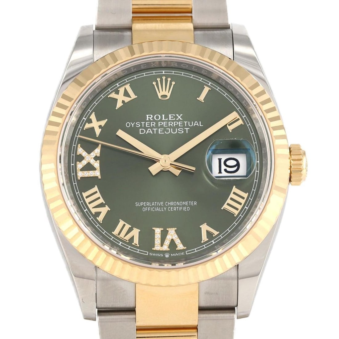 Rolex Datejust 126233?3 SSxYG Wristwatch Automatic Random Number: --- Catalog ---Category: SizeWrist Size: 18.5cm / 7.28''Case Diameter: 36mm / 1.42''Category: DesignType: WristwatchGender: MenDisplay: AnalogGemstone: DiamondColor (Dial): Green, OliveMaterial (Band)