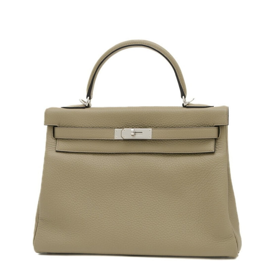 Hermes Kelly 32 Inner Stitching Handbag Taurillon Beige Marfa B Stamp: --- Catalog ---Category: SizeSize (HxWxD): 22cm x 32cm x 12cm / 8.66'' x 12.59'' x 4.72''Category: DesignType: Handbag, Shoulder bagColor: GrayishGender: WomenMaterial: Taurillon clemence leather Hard
