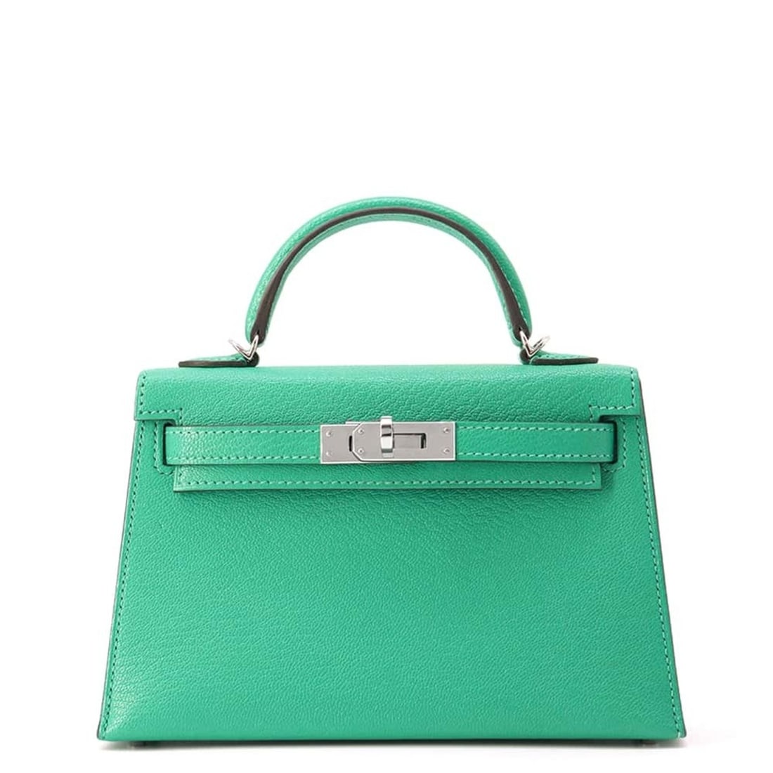 Hermes handbag Kelly Do outer stitching mint Chevre Mysore U stamp 2way shoulder: --- Catalog ---Category: SizeWeight: 230g / 8.11oz.Size (HxWxD): 12cm x 19cm x 5.5cm / 4.72'' x 7.48'' x 2.16''Strap Length: 97cm / 38.18''Category: DesignType: HandbagColor: Mint greenGender: WomenCl