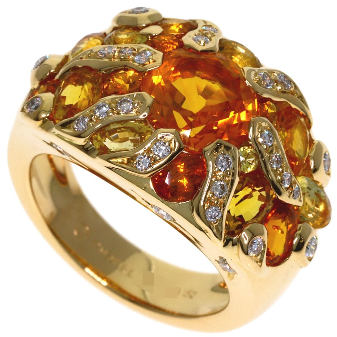 Chanel Sun Motif Yellow Sapphire Diamond Ring #52 18K Gold Women's CHANEL: --- Catalog ---Category: SizeUS Size: 6.5Brand Size: 52Category: DesignType: Band ringColor: Yellow goldStone: Diamond, SapphireGender: WomenMaterial: Yellow gold (18K)Category: GeneralBrand: