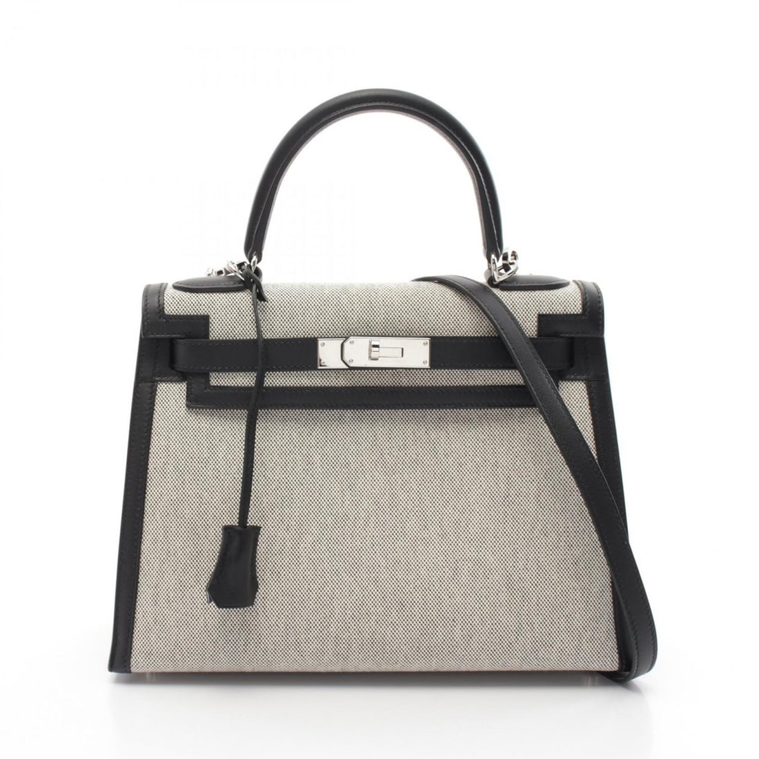 Hermes Kelly 28 Handbag Bag Canvas Toile H Swift Women's Grey Black: --- Catalog ---Category: SizeSize (HxWxD): 21cm x 28cm x 11cm / 8.26'' x 11.02'' x 4.33''Category: DesignType: HandbagColor: Black, GrayGender: WomenMaterial: Canvas , Toile H , Swift leather