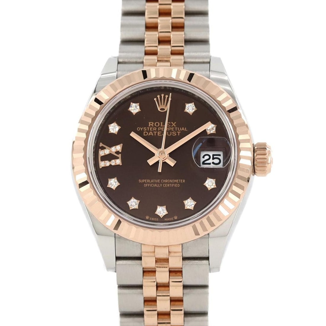Rolex Datejust 279171G SSxPG Watch Automatic Winding Random Number: --- Catalog ---Category: SizeWrist Size: 16cm / 6.29''Case Diameter: 28mm / 1.1''Category: DesignType: WristwatchGender: WomenGemstone: DiamondColor (Dial): Chocolate brownMaterial (Band): Pink gold, 