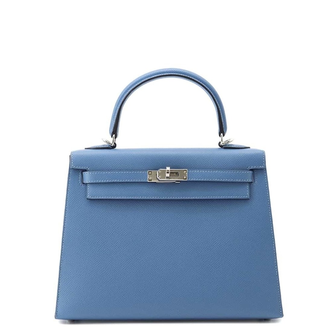 Hermes handbag Kelly 25, outside stitching, Azure, Epson, C stamp, HERMES 2way shoulder bag: --- Catalog ---Category: SizeWeight: 610g / 1.34lb.Size (HxWxD): 18cm x 25cm x 10cm / 7.08'' x 9.84'' x 3.93''Strap Length: 93cm / 36.61''Category: DesignType: HandbagColor: AzurGender: WomenClosure: 