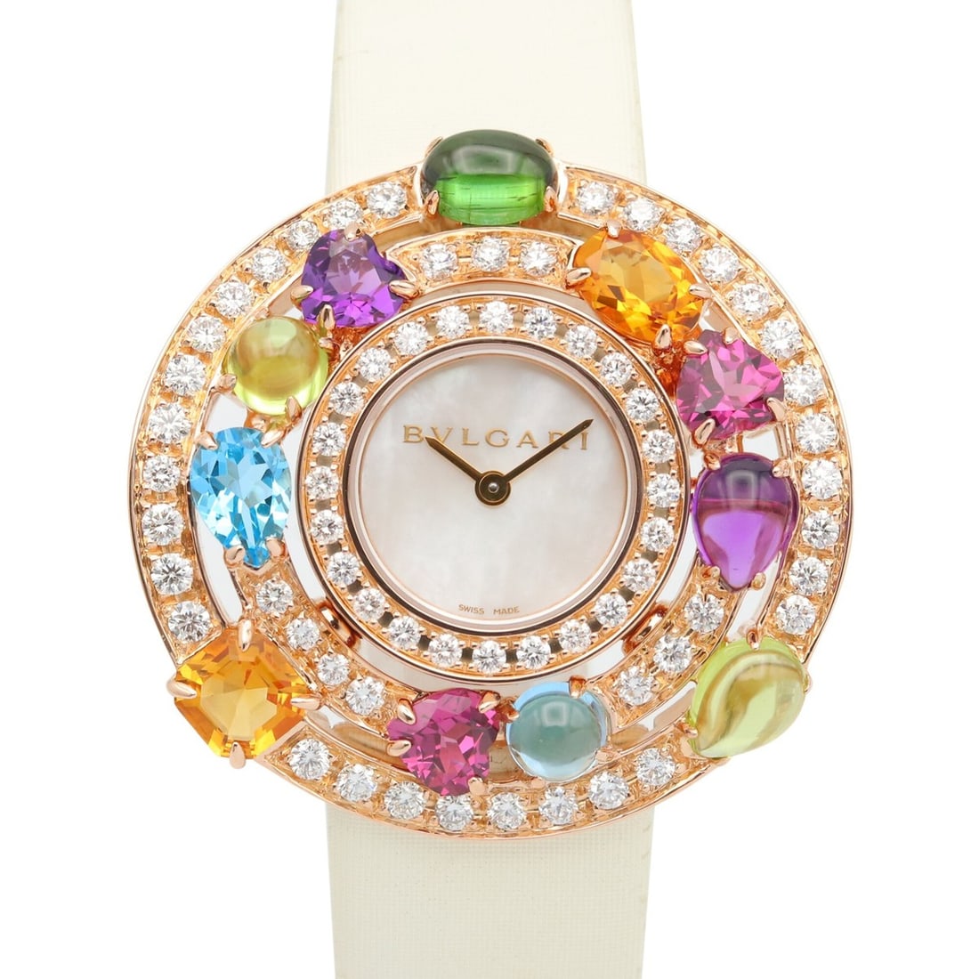 Bulgari BVLGARI Astrale Cerchi Diamond & Colored Stone Watch, 18K Pink Gold (PG), Diamond, Leather (1 of 20)