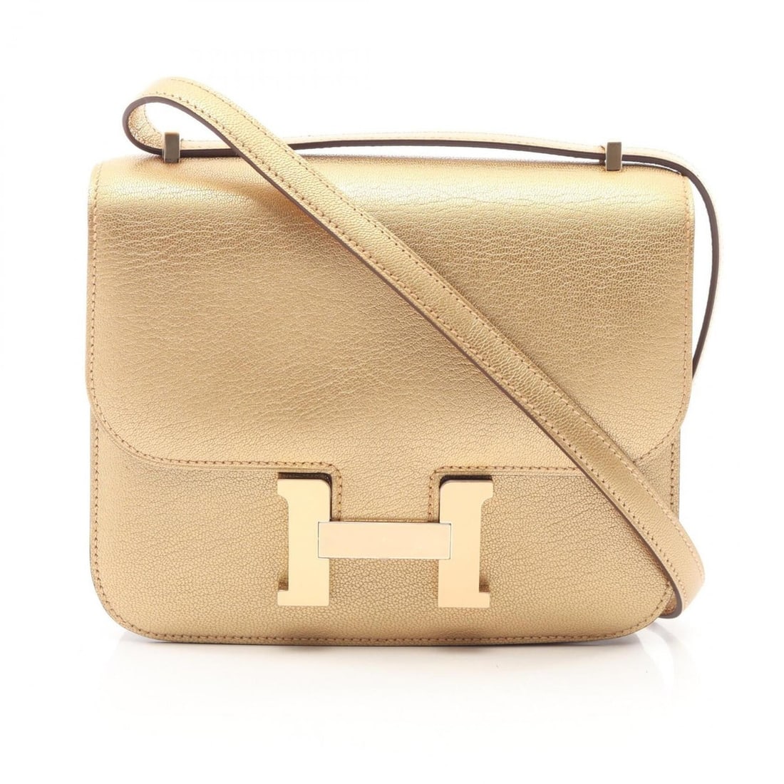 Hermes Constance 3 Mini Dore Shoulder Bag Handbag Leather Chevre Shamkira Women's Gold Tone 084763CP: --- Catalog ---Category: SizeSize (HxWxD): 15cm x 18cm / 5.9'' x 7.08''Category: DesignType: Shoulder bagColor: GoldGender: WomenMaterial: Leather , Chevre leather Category: GeneralMPN: 084763CPBrand: