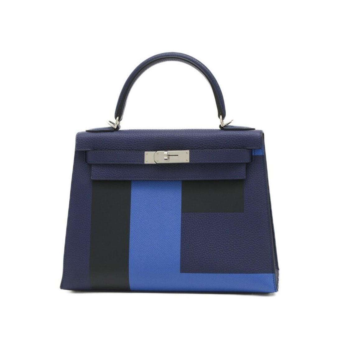 Hermes Kelly Letter 28 Outer Stitching Handbag Blue Ankle Zellige Black C Engraved: --- Catalog ---Category: SizeSize (HxWxD): 21cm x 28cm x 12cm / 8.26'' x 11.02'' x 4.72''Category: DesignType: HandbagColor: Black, BlueGender: WomenMaterial: Epsom leather Category: GeneralBrand: Her