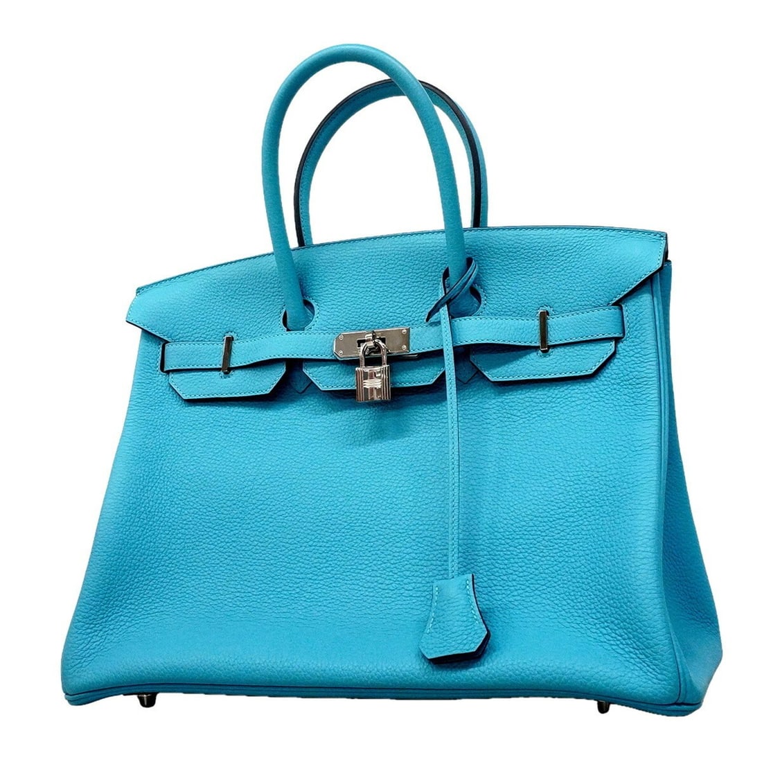 Hermes Birkin 35 Togo Turquoise Handbag, C Stamp, Women's: --- Catalog ---Category: SizeSize (HxWxD): 28cm x 35cm x 18cm / 11.02'' x 13.77'' x 7.08''Category: DesignType: HandbagColor: TurquoiseGender: WomenMaterial: Togo leather Hardware Color: SilverCategor