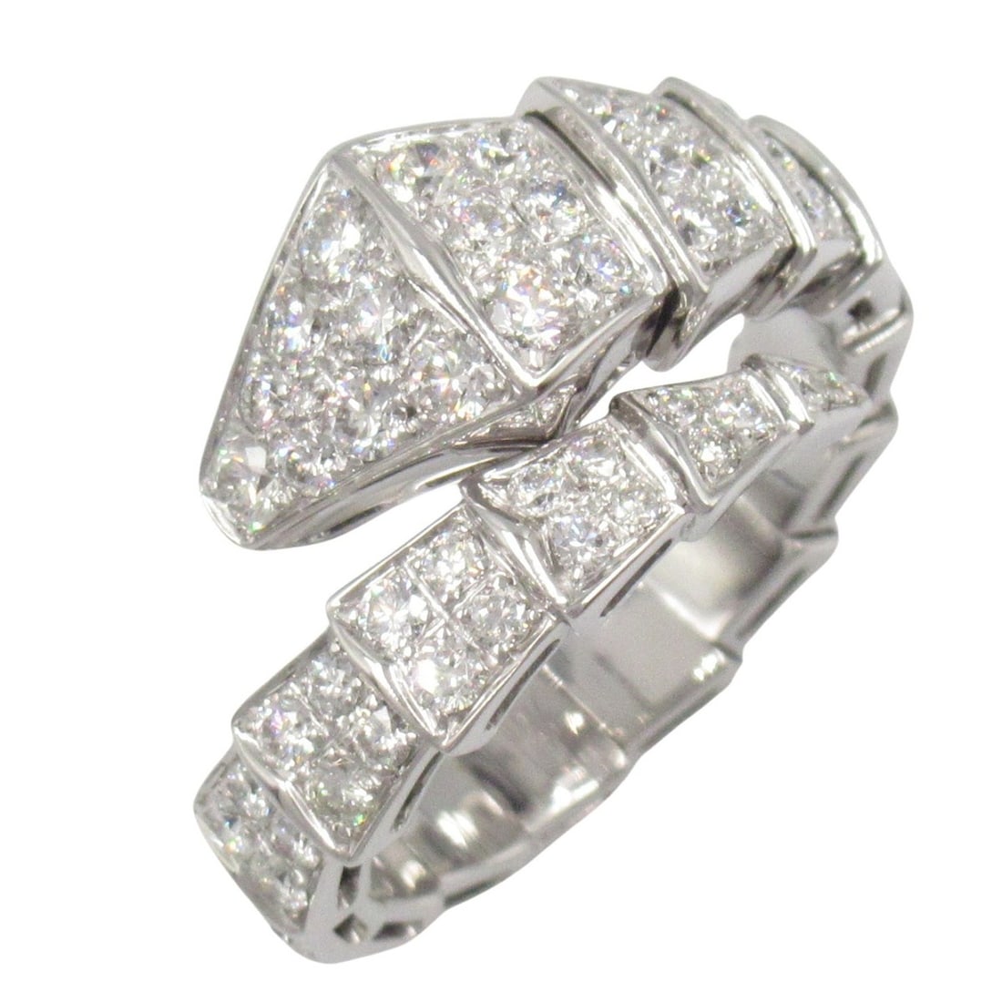 Bvlgari Serpenti Viper Ring, Full Pavé Diamond, 18K White Gold, Clear Women's (1 of 13)