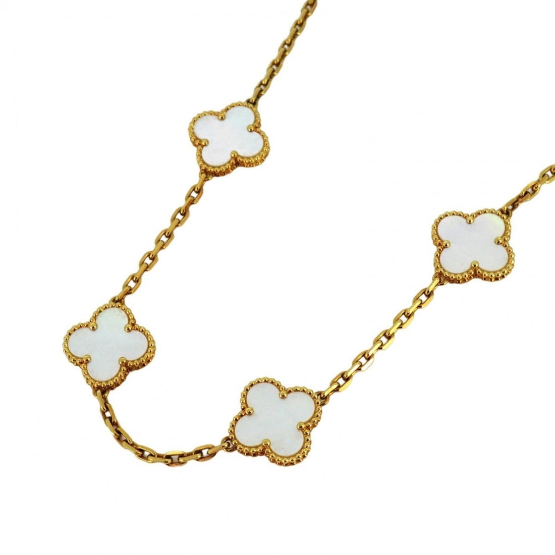 Van Cleef & Arpels Necklace Alhambra 20 motifs K18YG Yellow gold Mother of pearl Ladies: --- Catalog ---Category: SizeNeck Circumference: 85.5 cm / 33.66''Category: DesignGender: WomenMaterial: Mother of pearl, Yellow gold (18K)Necklace Type: NecklaceCategory: GeneralBrand: Van Cleef & Ar