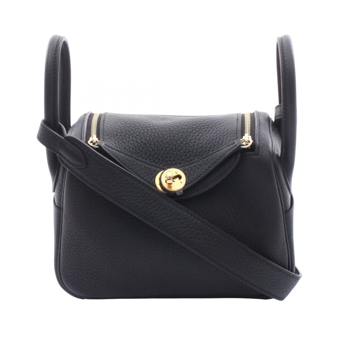 Hermes Lindy Mini Shoulder Bag/Handbag, Taurillon Clemence Leather, Women's, Black (1 of 17)