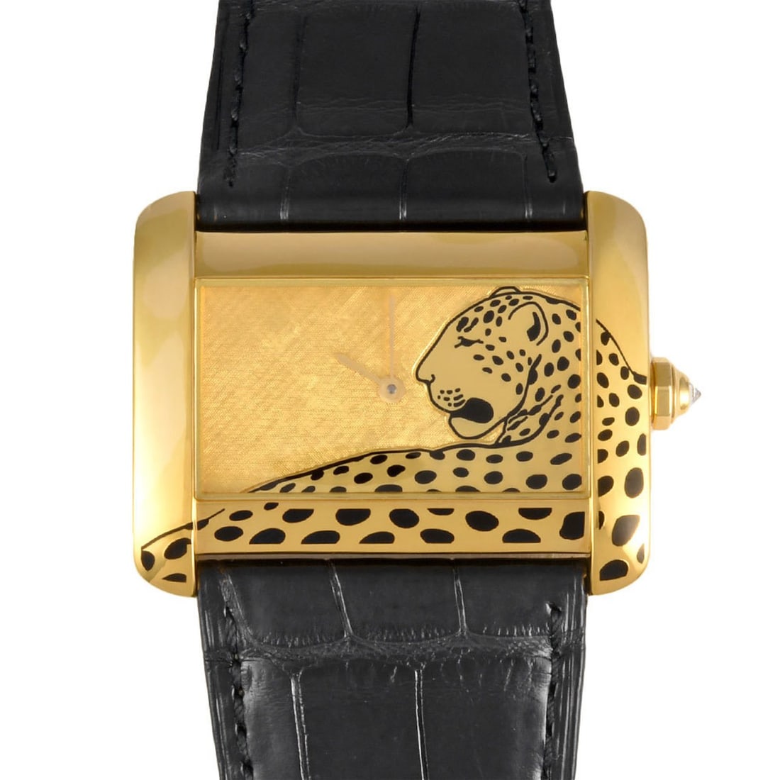 Cartier Tank Divan Panther LM 2602 Wristwatch Quartz K18 Solid Gold Leopard Limited to 20 pieces: --- Catalog ---Category: SizeWrist Size: 17cm / 6.69''Case Diameter: 38mm / 1.5''Category: DesignType: WristwatchGender: MenDisplay: AnalogColor (Dial): GoldCrystal Type: Sapphire glassMaterial (Band)