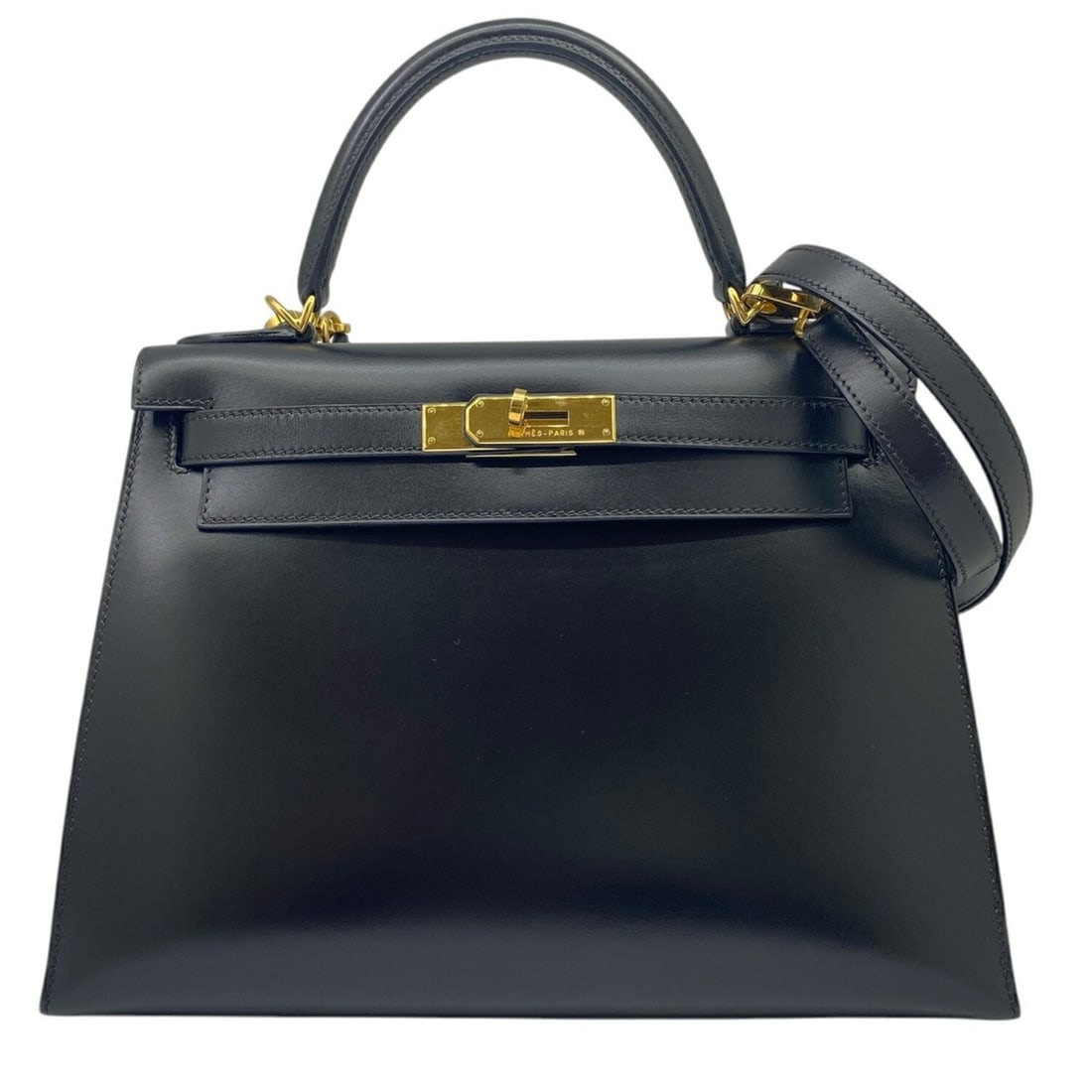 HERMES Kelly 28 Outer Stitching Black Box Calf Shoulder Bag Handbag Women's Men's: --- Catalog ---Category: SizeSize (HxWxD): 22cm x 28cm x 12cm / 8.66'' x 11.02'' x 4.72''Category: DesignType: Handbag, Shoulder bagColor: BlackGender: Men,WomenMaterial: Box calf leather Hardware Col