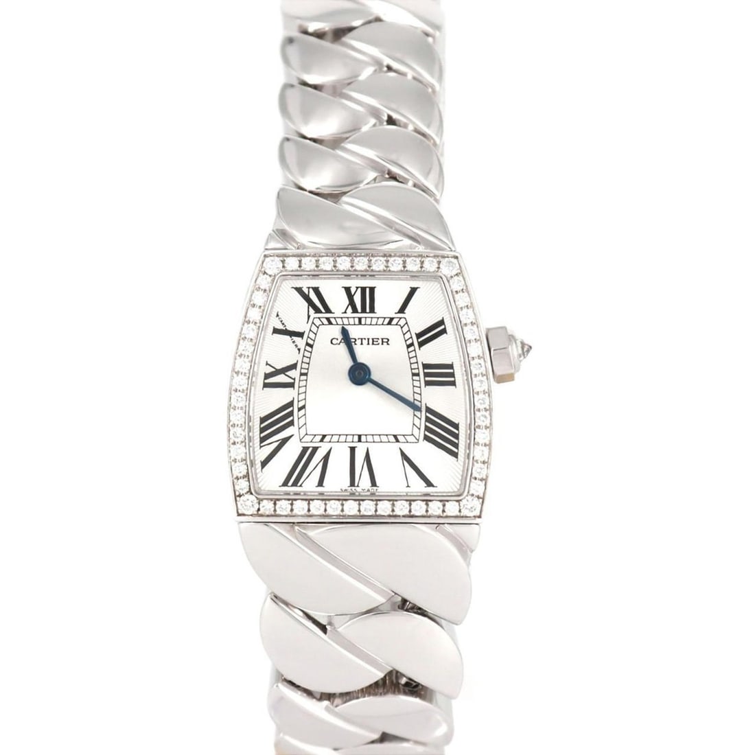 Cartier Ladonna SM WG D WE60039G Watch Quartz: --- Catalog ---Category: SizeWrist Size: 16.5cm / 6.49''Case Diameter: 22mm / 0.87''Category: DesignType: WristwatchGender: WomenColor (Dial): SilverMaterial (Band): White goldMaterial (Case): White