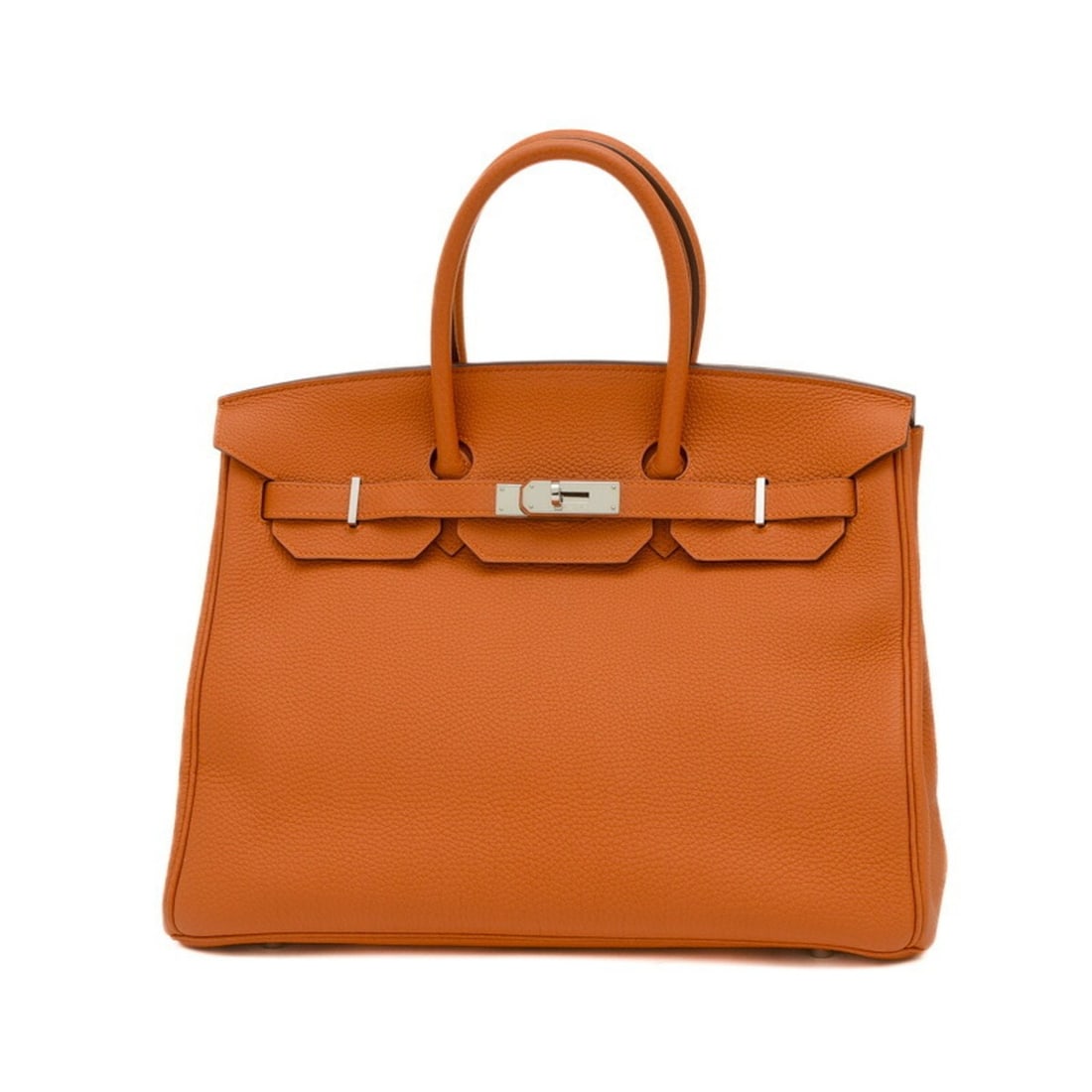 Hermes Birkin 35 Handbag Togo Orange R Stamp: --- Catalog ---Category: SizeSize (HxWxD): 25cm x 35cm x 18cm / 9.84'' x 13.77'' x 7.08''Category: DesignType: HandbagColor: OrangeGender: WomenMaterial: Togo leather Hardware Color: SilverCategory: G