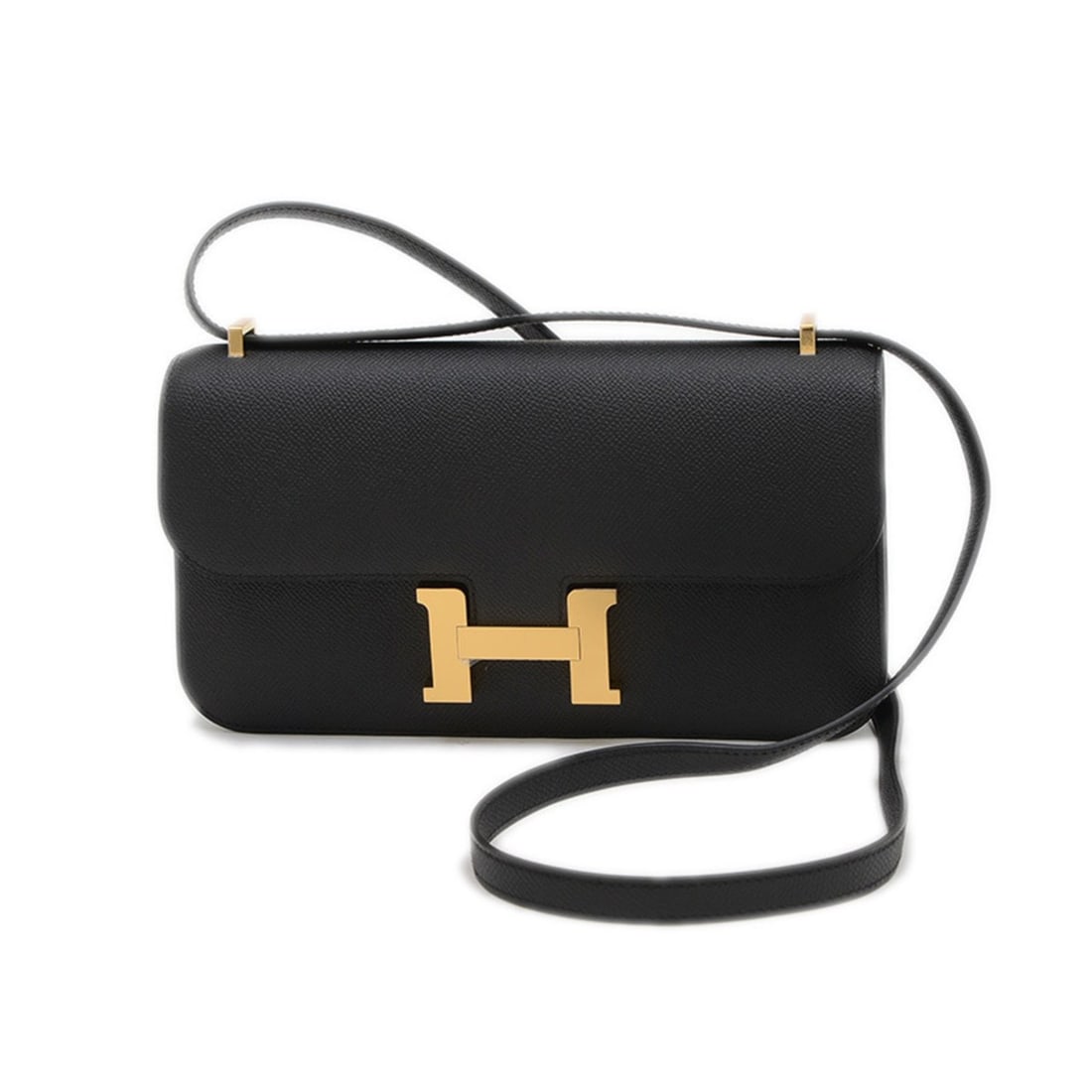 Hermes Shoulder Bag Constance Elan Epson Black Gold Hardware W Stamp BP: --- Catalog ---Category: SizeWeight: 440g / 15.52oz.Size (HxWxD): 13cm x 23cm x 3.5cm / 5.11'' x 9.05'' x 1.37''Strap Length: 105cm / 41.33''Category: DesignType: Shoulder bagColor: BlackClosure: Magn