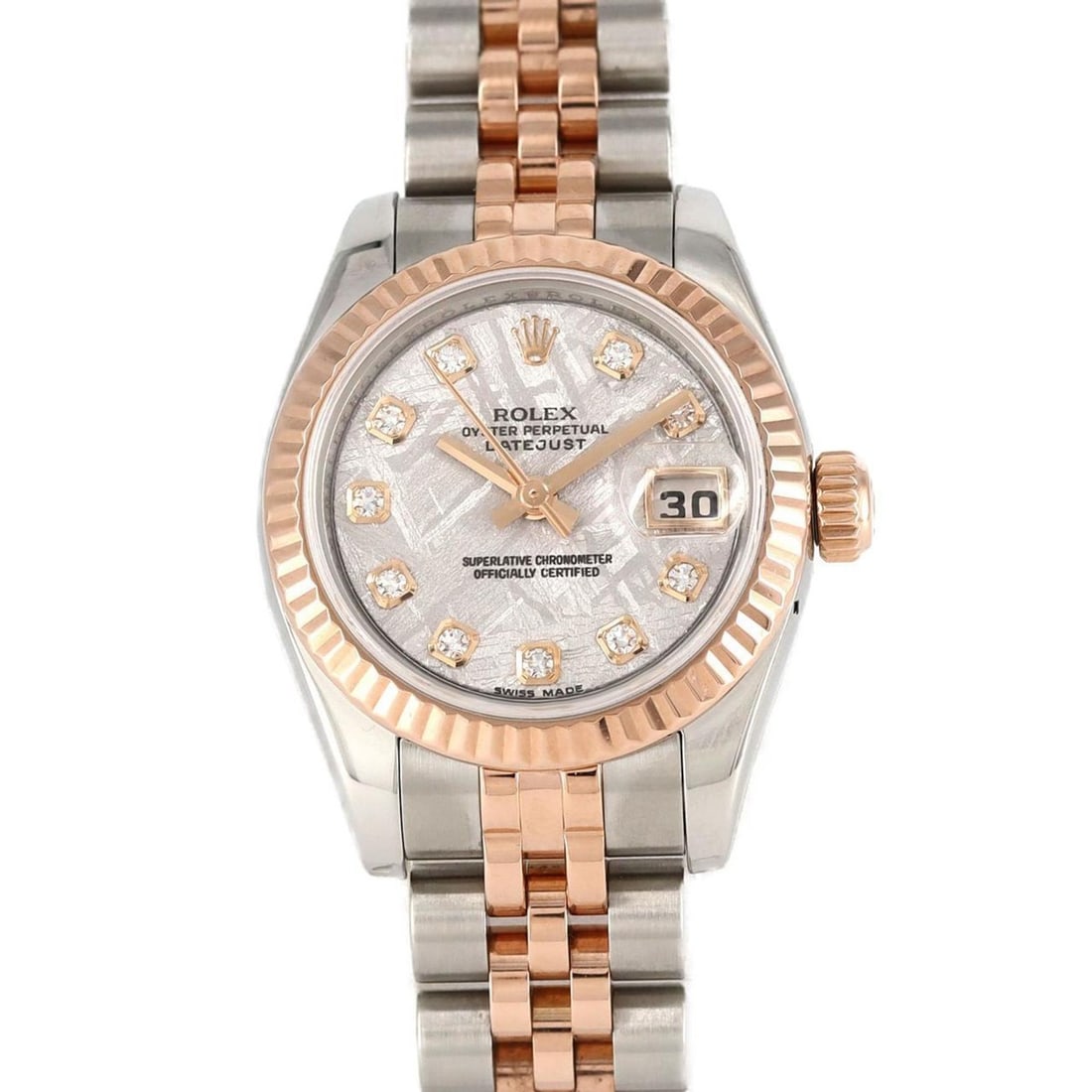 Rolex Datejust 179171G SSxPG Automatic Watch V Series: --- Catalog ---Category: SizeWrist Size: 15.5cm / 6.1''Case Diameter: 26mm / 1.02''Category: DesignType: WristwatchGender: WomenGemstone: DiamondMaterial (Band): Pink gold, Stainless steelMaterial (Ca