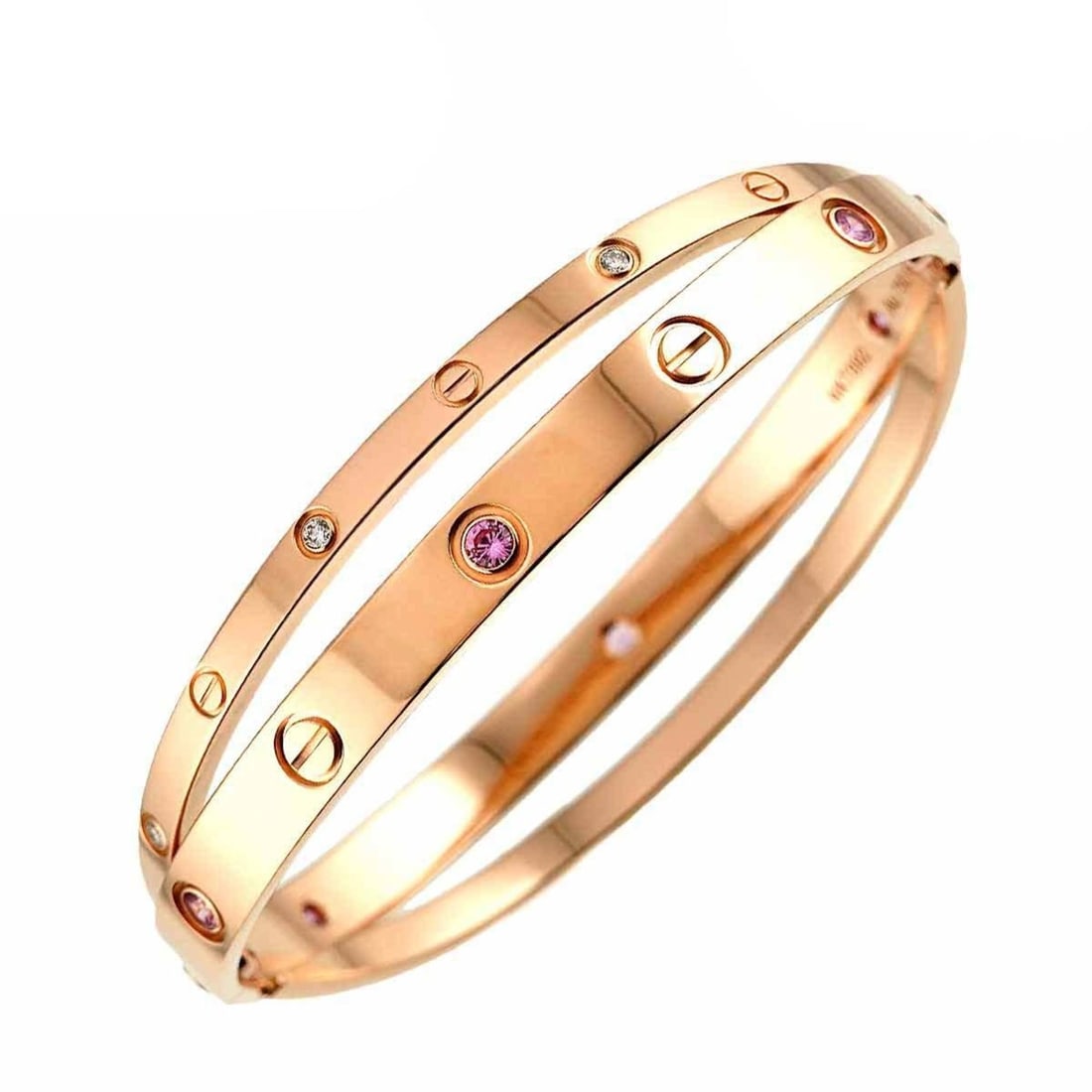 Cartier Love Bracelet #18 Sapphire Diamond K18 PG Pink Gold 750 Bangle: --- Catalog ---Category: SizeLength: 17.5cm / 6.88''Category: DesignType: Charm braceletColor: Pink goldStone: Diamond, SapphireGender: WomenMaterial: Pink gold (18K)Category: GeneralBrand: Cartier---