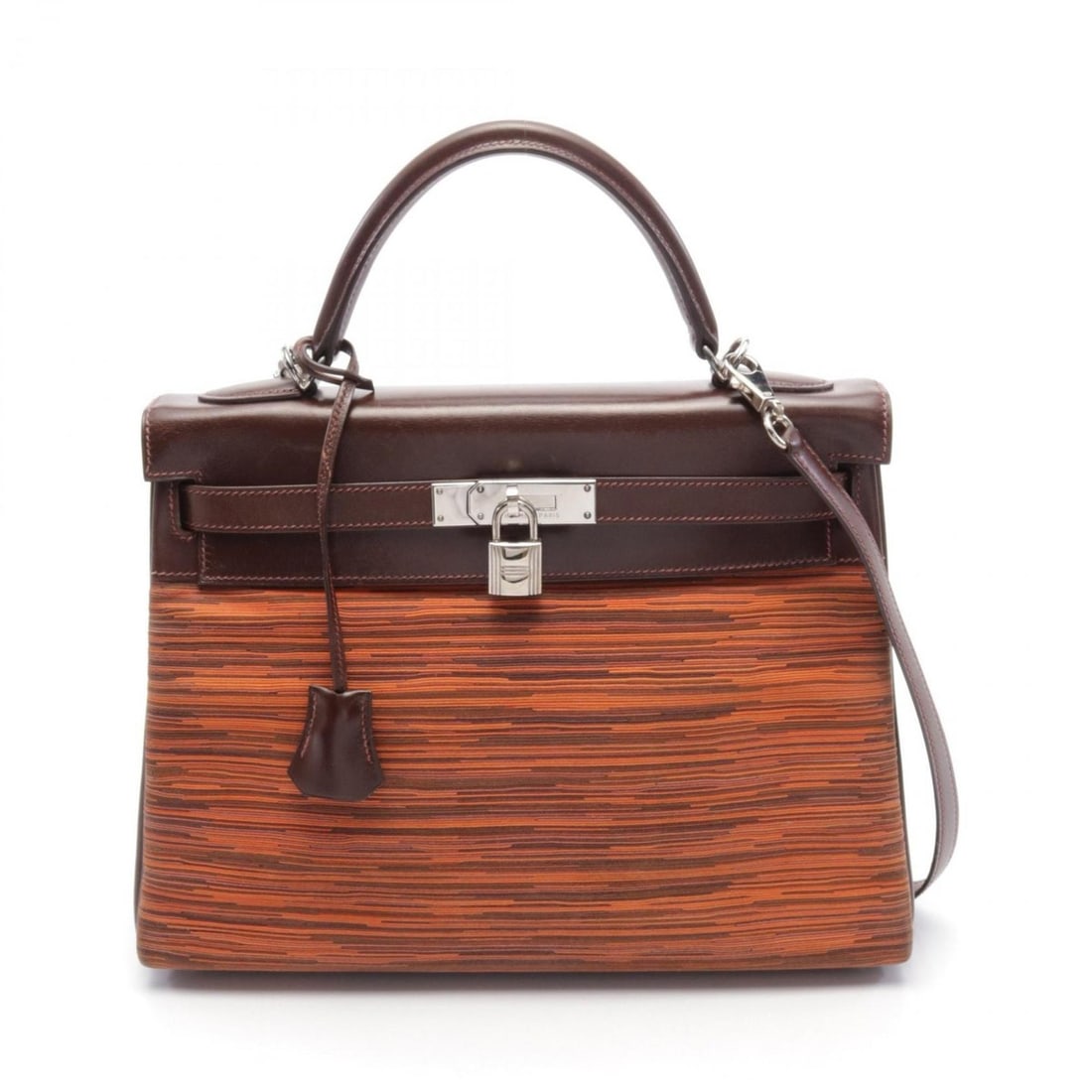 Hermes HERMES Kelly 32 Noisette Handbag Bag Leather Vibrato Women's Brown: --- Catalog ---Category: SizeSize (HxWxD): 23cm x 32cm x 12cm / 9.05'' x 12.59'' x 4.72''Category: DesignType: HandbagColor: BrownGender: WomenMaterial: Vibrato leather Hardware Color: SilverCategory:
