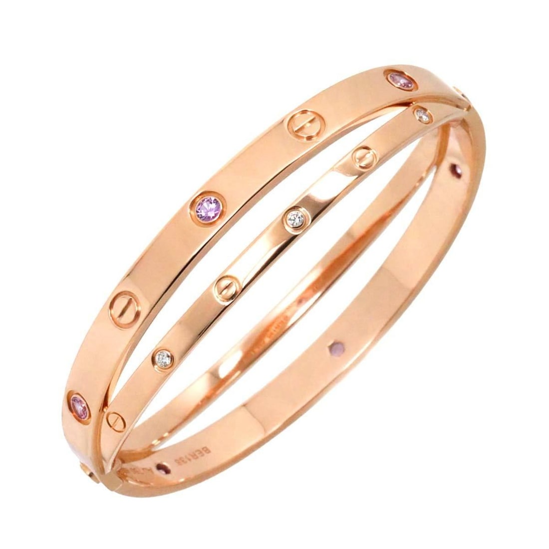 Cartier Love Bracelet #17 Sapphire Diamond K18 PG Pink Gold 750 Bangle: --- Catalog ---Category: SizeLength: 16.5cm / 6.49''Category: DesignType: Charm braceletColor: Pink goldStone: Diamond, SapphireGender: WomenMaterial: Pink gold (18K)Category: GeneralBrand: Cartier---