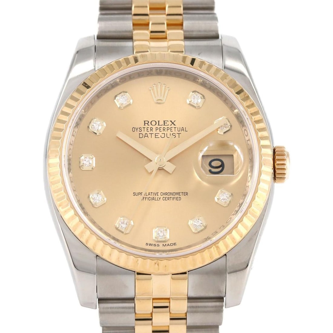 Rolex Datejust 116233G SSxYG Automatic Watch G Series: --- Catalog ---Category: SizeWrist Size: 18.5cm / 7.28''Case Diameter: 36mm / 1.42''Category: DesignType: WristwatchGender: MenDisplay: AnalogGemstone: DiamondColor (Dial): GoldMaterial (Band): Stainl