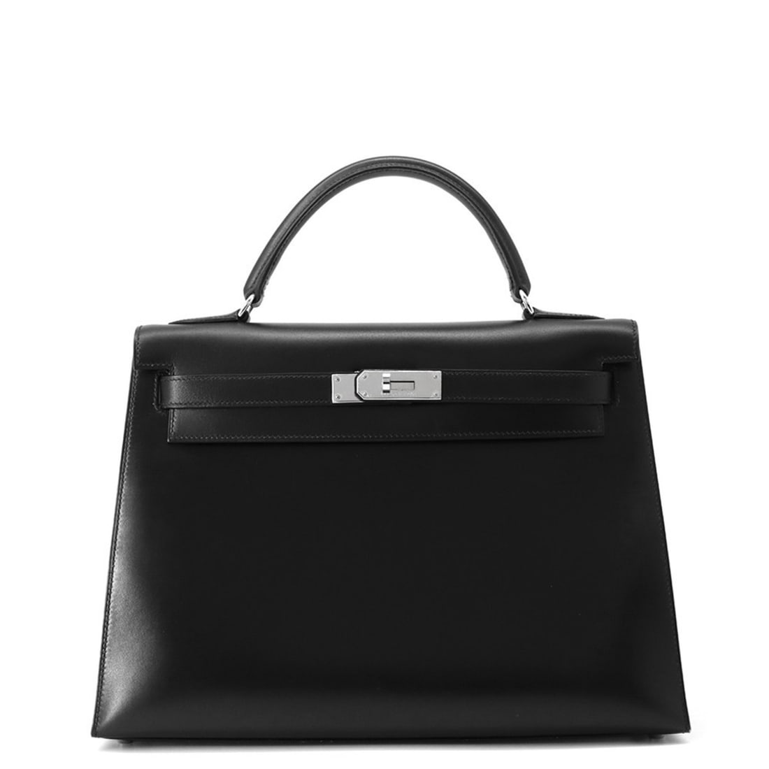 Hermes handbag Kelly 32, outer stitching, black box calf, C stamp, 2-way shoulder,: --- Catalog ---Category: SizeWeight: 920g / 2.02lb.Size (HxWxD): 22cm x 31.5cm x 12cm / 8.66'' x 12.4'' x 4.72''Strap Length: 90cm / 35.43''Category: DesignType: HandbagColor: BlackGender: WomenClosur