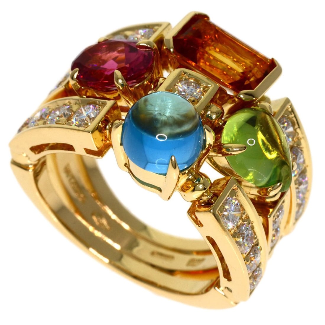 Bulgari Allegra Multi-Stone Diamond Ring, 18K Yellow Gold, Women's BVLGARI: --- Catalog ---Category: SizeJP Size: 10US Size: 5.5Category: DesignType: Band ringGender: WomenMaterial: Yellow gold (18K)Category: GeneralBrand: Bvlgari--- Item List ---Section: ConditionRanking: Ra